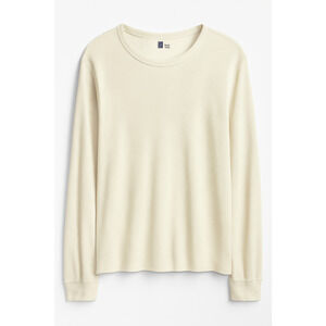 Gap Waffle Knit Thermal Long Sleeve Shirt Cream Soft Cozy Casual Layering XXL